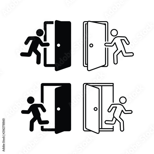 Emergency-Exit Vector Icons Set Evacuation Symbols
