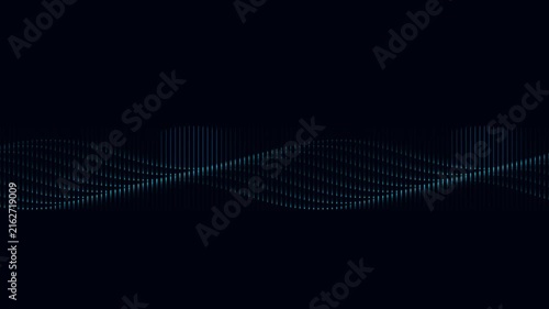 Digital abstract wave particle motion on dark background futuristic science technology concept seamless loop.
