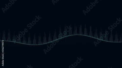 Abstract cyan digital audio waveform equalizer visualization motion graphics loop on dark background cinematic footage.