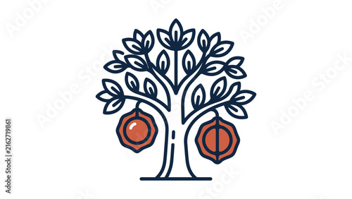 Stylized Tree with Fruit Vector Illustration
