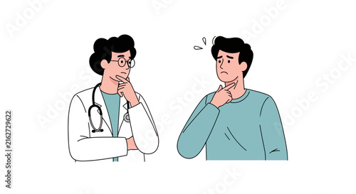 A medical professional consults with a worried patient in clinic