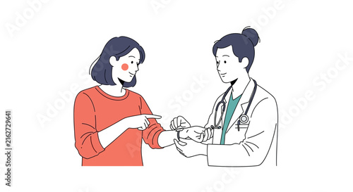 A medical professional examines a patient during a routine checkup