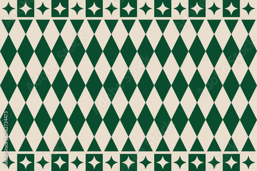 Luxury Retro Green Diamond Seamless Pattern, Elegant Geometric Background for Textile and Wrapping Paper