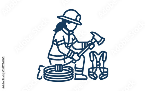 Female Firefighter Vector Illustration