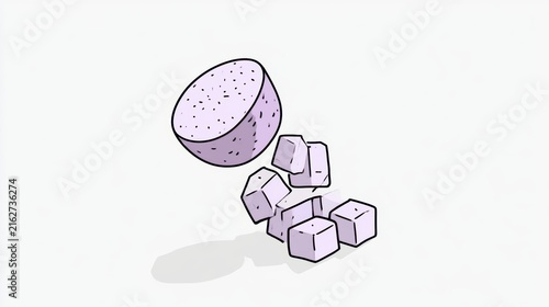 Fresh taro root and a half slice isolated on white background,seamless pattern taro,Sliced taro root vegetable,healthy food concept.