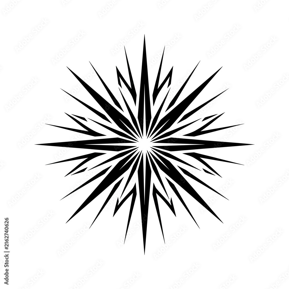 Obraz premium Abstract starburst snowflake geometric pattern design on white background
