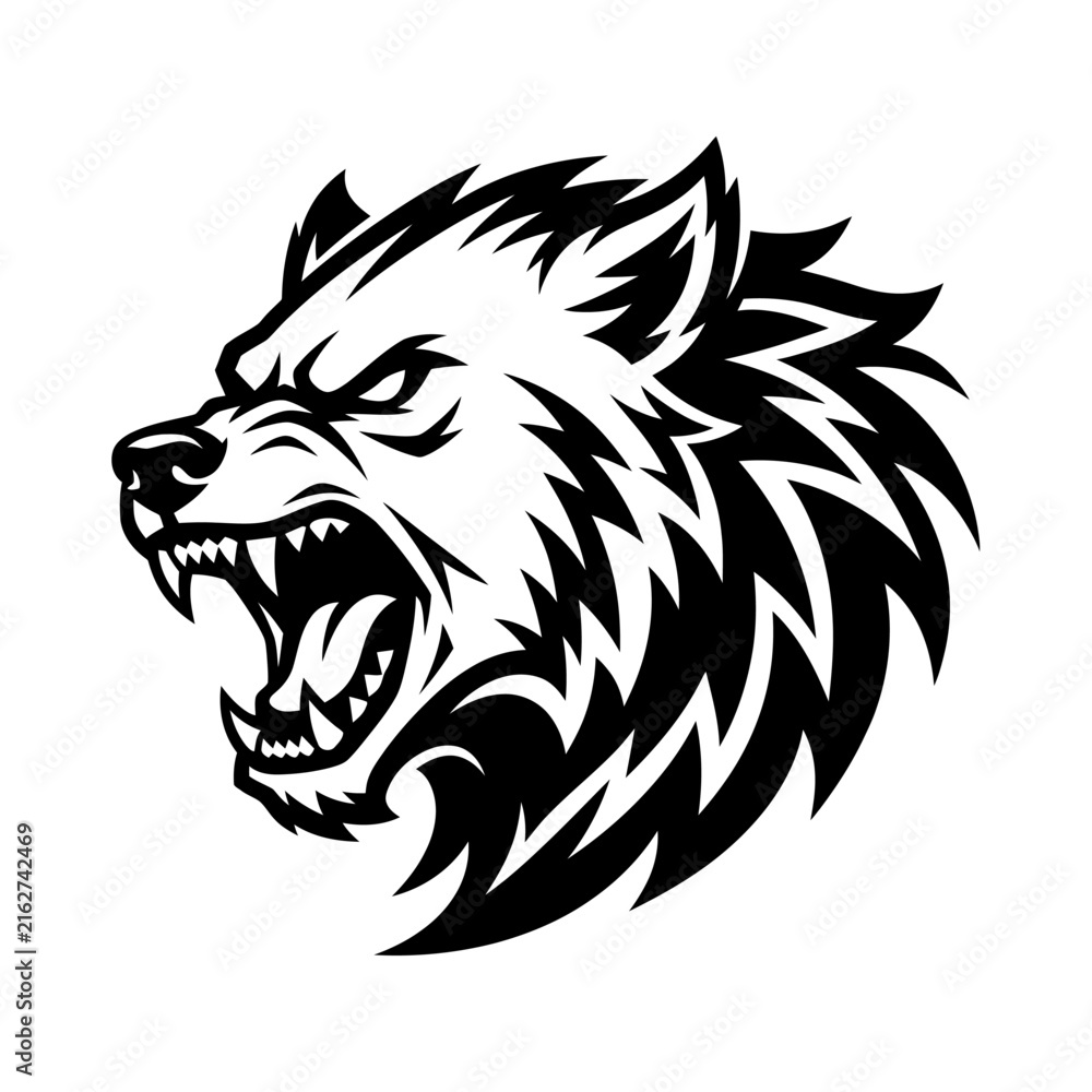 Obraz premium Aggressive wolf head graphic design fierce animal symbol
