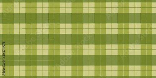 A gentle green and beige plaid fabric texture offers a neutral and adaptable backdrop ideal for numerous design projects and various digital applications