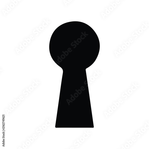 Black keyhole on white background. Mysterious door lock. Vector
