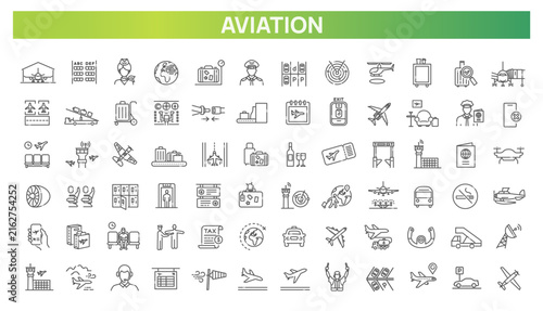 Aviation icons set. Plane icon set. Airplane icon vector. Flight transport