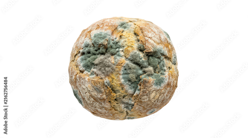 Naklejka premium Round moldy bread loaf isolated on transparent background