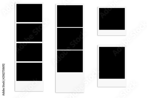 Canvas Print Polaroid Photo Strips Set Transparent Background Realistic Blank Frames Retro In