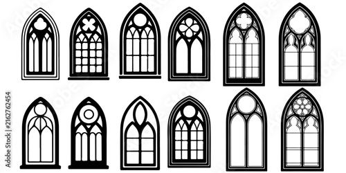 Ornamental Gothic Church Window Symbol Collection
Decorative Stained Glass Arch Window Icon Set
Medieval Cathedral Window Design Collection
