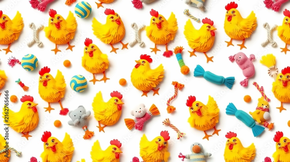 Obraz premium Yellow Chickens And Pet Toys