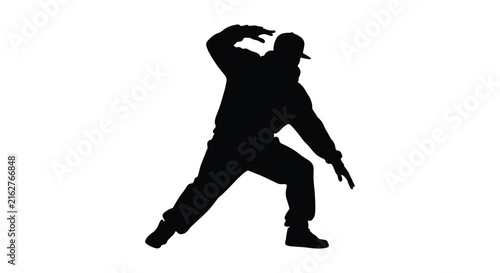 Картината върху платно Jumping man in dynamic pose black silhouette
