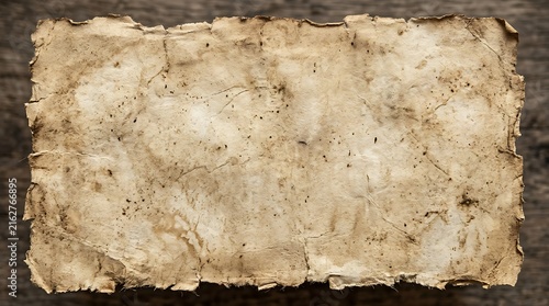 Old vintage paper scroll with burnt edges and rough texture on dark surface