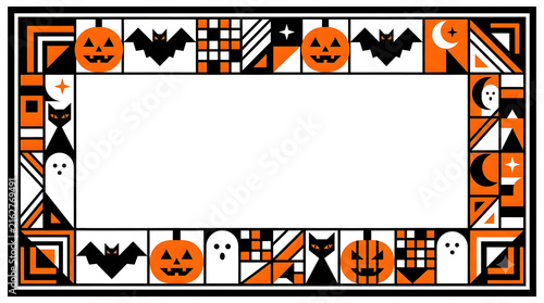Halloween Decorative Border Collection with Spooky Autumn Frame and Copy Space. Halloween Border. Halloween Background