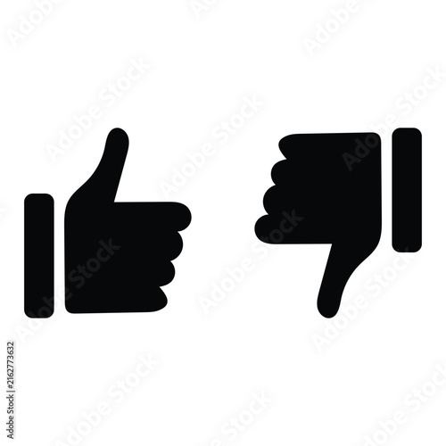 Solid thumbs up and thumbs down like dislike glyph icon vector