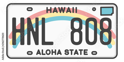 ハワイ州のナンバープレート HNL 808 虹のライセンスプレート