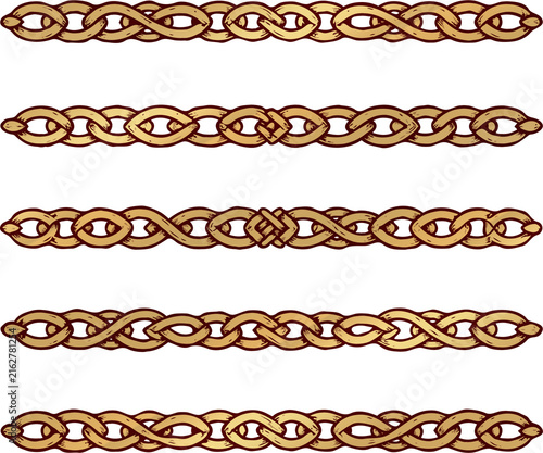 Set of silhouettes braids borders. Twisted Rope Decorative Elements design. Barbed  illustration. Barbwire hand drawn doodle. Elegant Spiral motifs. Intertwined Chain Link, Thorn, and Scribble Line. 