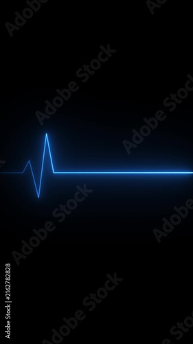 Neon green heartbeat and pulse rate sign animation on black background. heartbeat line neon light heart rate display screen medical research.