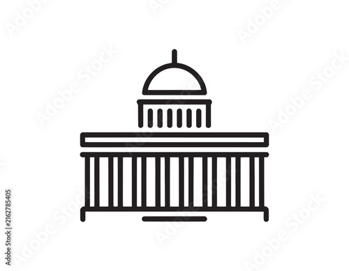 Simple line icon of a government building or capitol with a dome and columns