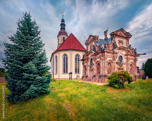Fotografie Splendid morning view of Kanitz Kyaw's Tomb and Ev - Luth protestant church