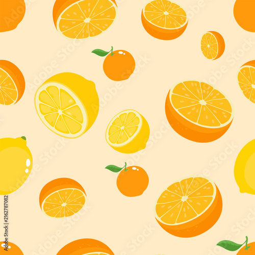 Vector leaf pattern, seamless fruit design.