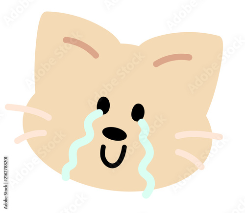 Foto Illustration of smiling cat with tears for pet, vet, animal, kitten cartoon, bit