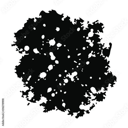 Black paint splatter on white background texture