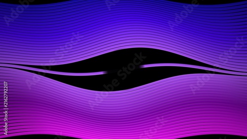 Cuadro en lienzo Neon wave slats create a digital portal in a 3D render.