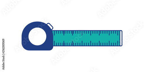 Quadro su tela Tape measure tool flat icon with blue and teal ruler for construction