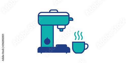 Fotografía Coffee machine flat icon featuring blue and teal for cafe drink service