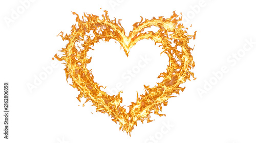 A heart shape formed by fire, symbolizing passionate love and intense emotion.
