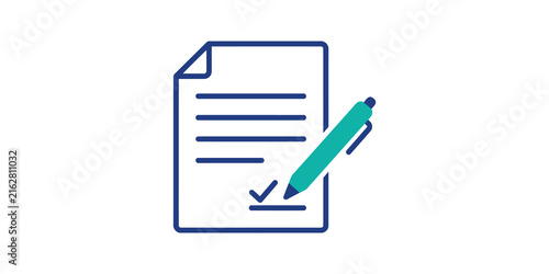 Obraz na płótnie Business document signature icon with pen for legal contract approval