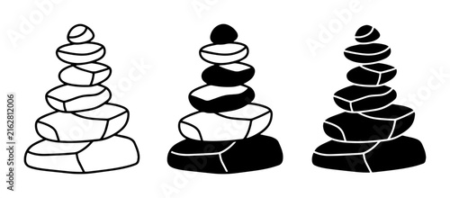 Foto Zen Stone Stacks, Balanced Rocks, Meditation Icons, Balance Symbol, Harmony Vect