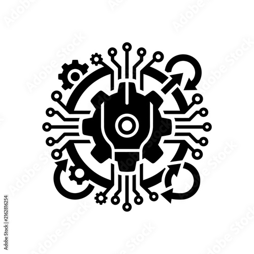 Bild auf Leinwand Futuristic Robot Head with Circuitry and Technology Design.