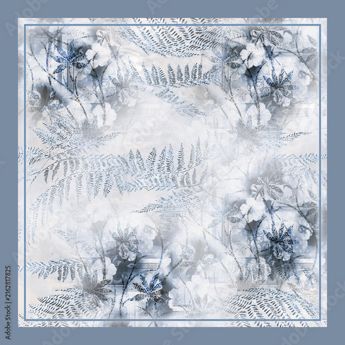 Fotografía Multicolor Luxurious Silk Scarf and Shawl Design, Elegant Pattern for Fashion Ac