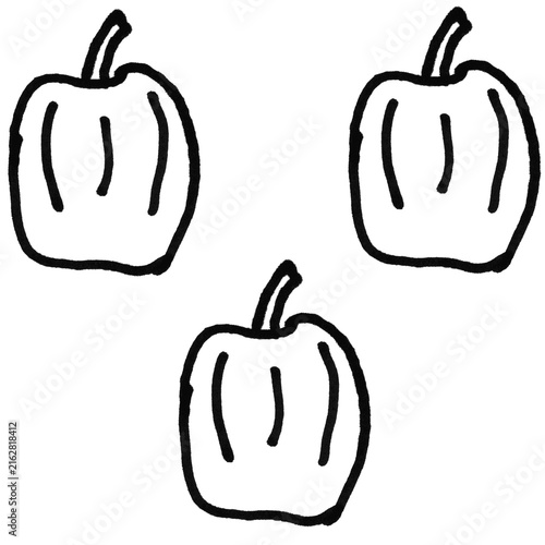 Hand Drawn Apple Doodle Set – Three Cartoon Fruit Outline Vectors on White Background

