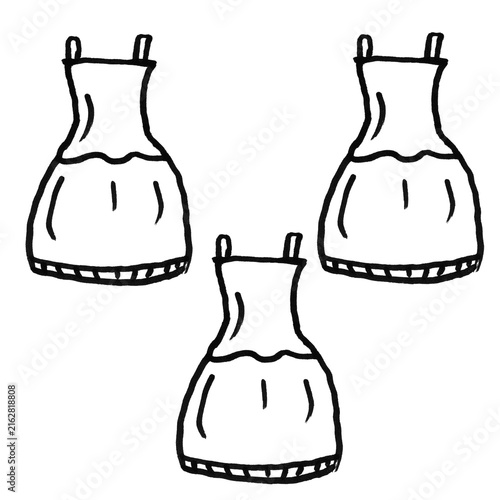 Hand Drawn Fashion Dress Doodle Set – Cartoon Flare Gown Outline Vectors on White

