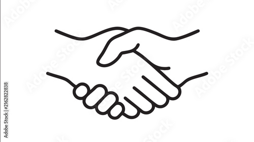 Minimal Hand Drawn Handshake Symbol Line Art Illustration for Partnership and Agreement