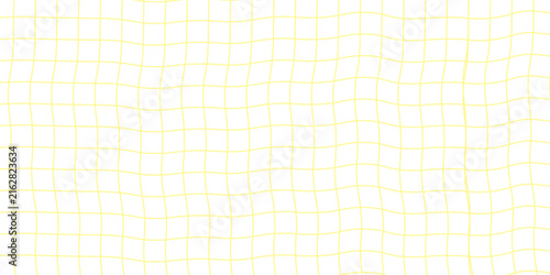 Seamless hand drawn square grid pattern. Yellow repeated doodled checkered background. Sketched thin checker paper texture. Pencil drawn journal sheet notebook template. Vector lined planer page