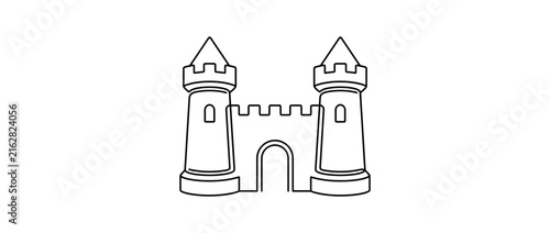 Obraz na plátně Simple Line Art Castle Gatehouse Icon