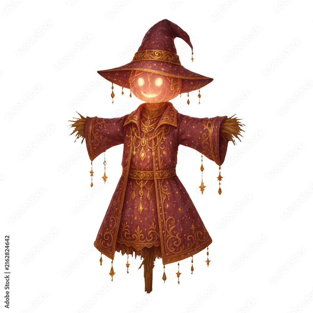 Obraz premium PNG Mystical scarecrow with glowing face