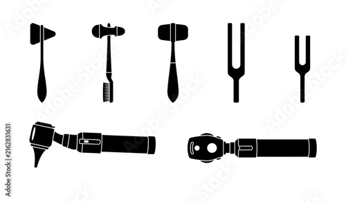 Принти на полотні A grouping of black silhouette icons representing ferns gardening practices and