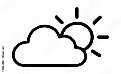 Partly cloudy weather forecast line icon isolated on white background