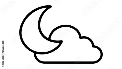Crescent moon and cloud night weather line icon vector illustration