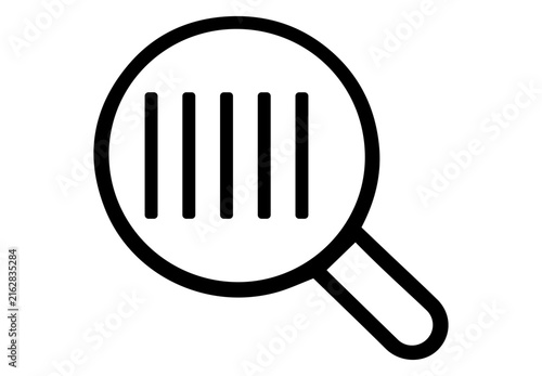 Barcode search line icon with magnifying glass vector illustration