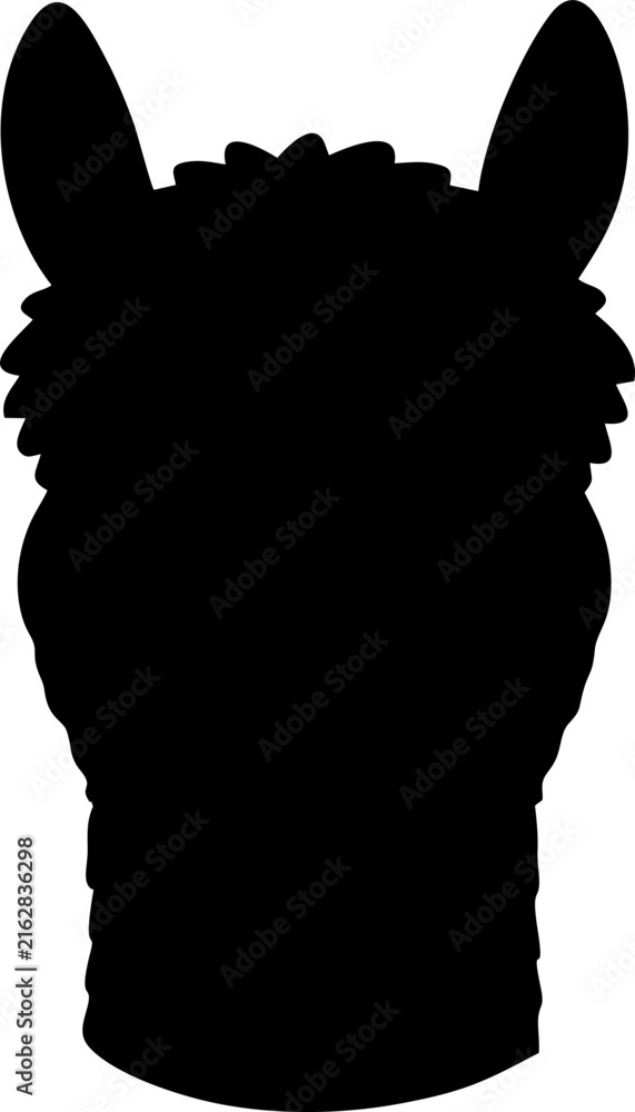 Naklejka premium Alpaca Face Silhouette Vector Illustration