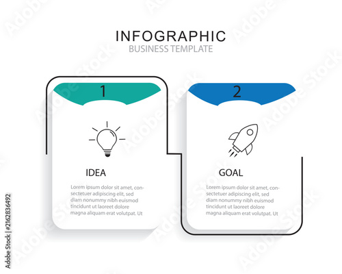Vector infographic label design with square and arrows. Business concept with 2 options or steps. Can be used for workflow diagram, info chart, web design.